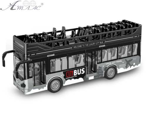 Іграшка Автобус кабріо двоповерховий сірий 28 см  JS-122A