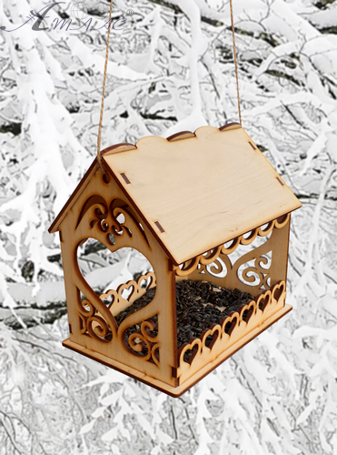 Кормушка № 4 домик с сердечками 22 х 16 х 20.5 см AS-4276, F-0233 фото 2