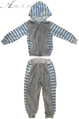 Костюм спортивний для хлопчика, велюр сіро-блакитний.з капюшоном, на змійці р.56(28) 12657