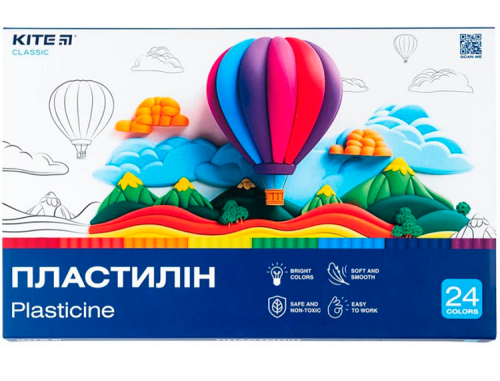 Пластилин Kite Classic 24 цвета 480 грамм К-089 1/10 Пластилин Kite Classic 24 цвета 480 грамм К-089 1/10