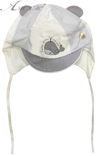 Кепка з козирком бавовна, біла з китом 12561 Кепка з козирком бавовна, біла з китом 12561