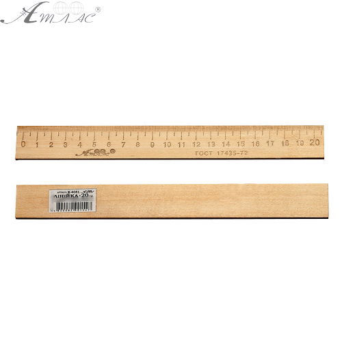 Лінійка Дерев'яна 20 см надрукована зі штрих-кодом  AS-0652
