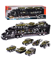 Іграшка Машинка Трейлер-Автовоз з військовою технікою в коробці  2218-10G