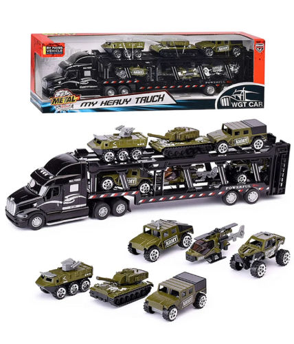 Игрушка Машинка Трейлер-Автовоз с военной техникой в коробке  2218-10G