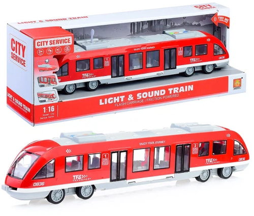 Игрушка Поезд Экспресс City Service Красный инерция свет звук 45см  WY920A