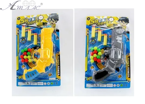 Игрушка Пистолет + поролоновые пули с присосками  038-А1-А2