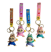 Брелок Лабубу в комбинезоне резиновый 6 см  1748