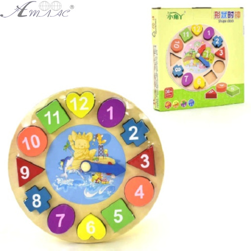 Игрушка деревянная Часы Сортер 17,5 см  555-218