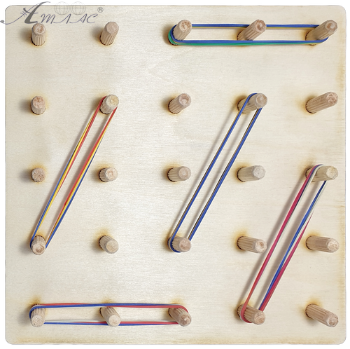 Геоборд або Планшет Математичний 20 х 20 см - 25 дерев`яних стійок + 15 гумок AS-7126