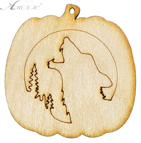 Фігурка фанерна - Гарбуз із вовком 5,5 x 5,5 см AS-4615, В-0221