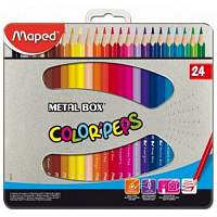 Олівці MAPED 24 кольори у металічному пеналі 832016