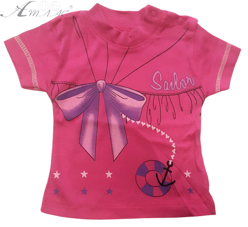 Футболка для девочки Pabbuc с бантом и якорем р.62-80 11587 Футболка для девочки Pabbuc с бантом и якорем р.62-80 11587