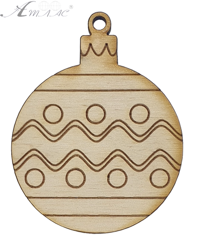 Фігурка фанерна - Ялинкова куля хвиляста 6 см AS-4763, В-0106