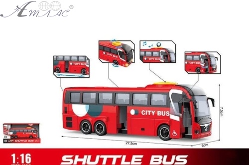 Іграшка Автобус Tour Bus Червоний двері відчиняються світло звук 28 см  WY1107В фото 2
