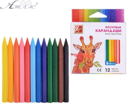 Карандаши восковые  Луч "Зоо" 12 цветов мини шестигранные 12С 865-08