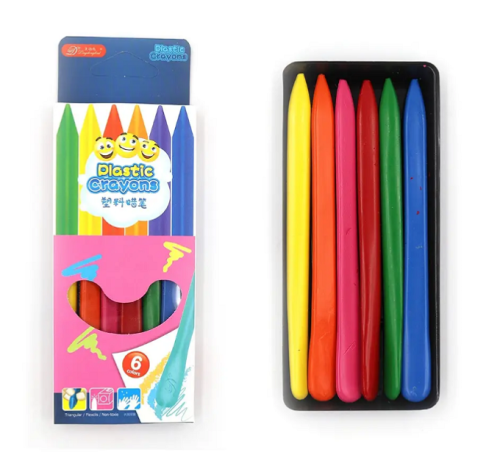 Мелки восковые Crayons Crayons  6 цветов в пластиковой коробке  3833-6