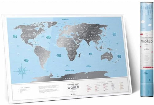 Скретч-карта Мира Silver 80 х 60 см 16261