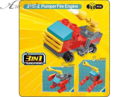 Конструктор Qman Пожарная машина 30 деталей  2107-2
