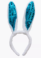 Іграшки Обруч Вушки Зайчики хутряні з паєтками 26см блакитні 04899