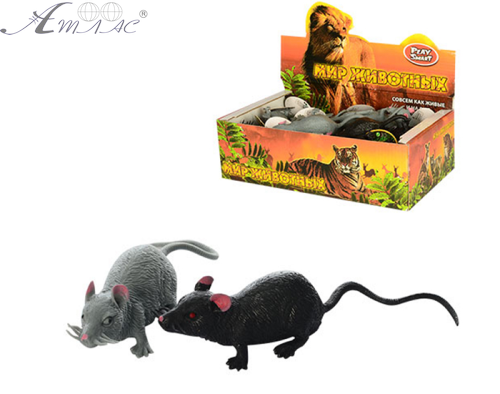 Іграшка Силіконова тягучка Пацюк сіра 9 см + хвіст  13543