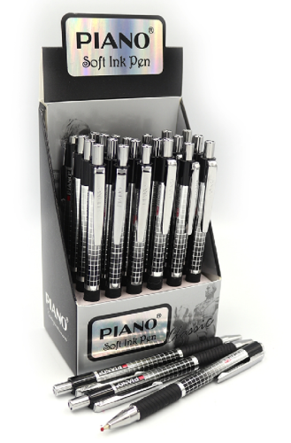 Ручка шариковая Piano PВ-189 автомат синяя 0,7мм маслянная в клеточку  17383