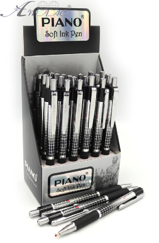 Ручка кулькова Piano PВ-189 автомат синя 0,7мм масляна в клітинку  17383