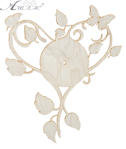 Основа для часов из фанеры 4 мм № 14 сердце с листьями 39 x 48 см AS-4563 Основа для часов из фанеры 4 мм № 14 сердце с листьями 39 x 48 см AS-4563