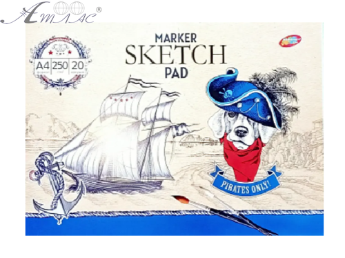 Альбом для рисования Скетчбук для маркеров клеевой (корабль) А4 250 г/м 20 листов 08467 Альбом для рисования Скетчбук для маркеров клеевой (корабль) А4 250 г/м 20 листов 08467