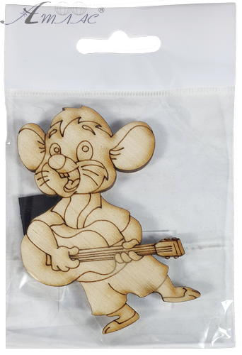 Фігурка фанерна - Мишеня № 23 з гітарою 58 х 80 мм з магнітом AS-4847, В-0405 фото 3