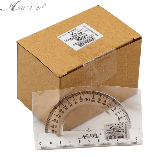 Транпортир пластиковый, напечатанный в кульке со штрих-кодом AS-0601, К-9010 фото 3 Транпортир пластиковый, напечатанный в кульке со штрих-кодом AS-0601, К-9010 фото 3