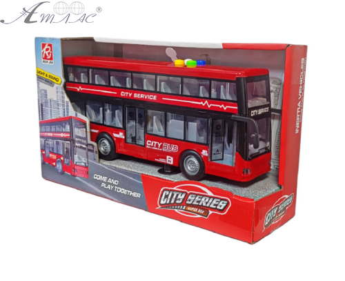 Іграшка Автобус CITY SERIES Червоний 2х поверховий двері світло звук 28 см  RJ5504