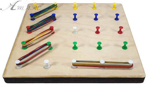 Геоборд или Планшет Математический 20 х 20 см - 25 пластиковых стоек + 15 резинок AS-7125 фото 2