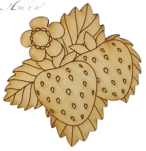 Фигурка фанерная - Клубника с листьями 6.5 см AS-4656 Фигурка фанерная - Клубника с листьями 6.5 см AS-4656