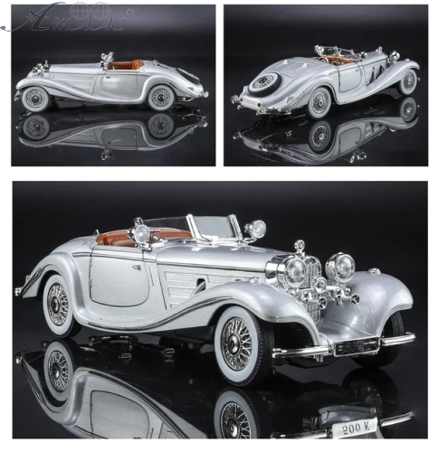 Машинка Автоексперт Mersedes-Benz 500K Special Roadster 1936 срібляста 21см двері світло звук  1725-14 фото 2