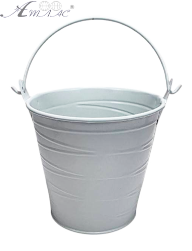 Ведерко Декоративний метал 9,5 х 9,5см Диз № 4 косі смуги Біле  04633