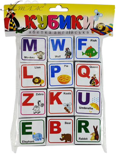 Кубики Англійська Абетка 12 шт пластик 4см  AS-0269
