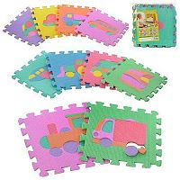 Игрушка Коврик Пазлы мягкий Транспорт 10шт  29 х 29см  0377