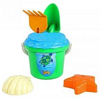 Игрушка Пластиковая Лопатка, Ведро, Грабли, Сито, 2 паски Орион  665
