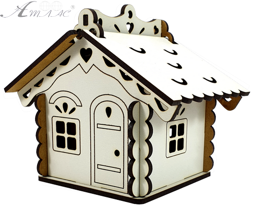 Дом № 1 шкатулка с открывающейся крышей, из МДФ 12 х 8,2 х 10 см AS-6237, М-2074 Дом № 1 шкатулка с открывающейся крышей, из МДФ 12 х 8,2 х 10 см AS-6237, М-2074