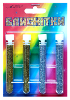 Блестки (Глиттер) Набор № 1 - 2 гр  ( 4 шт ) - Золото + Золото Гол + Серебро + Серебро Гол AS-2201, А-970