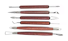 Стеки НАБОР металл  6шт двухсторонние с деревянной ручкой  00849