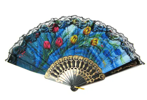 Игрушка Веер Черное ручной складной из ткани  23 см  06439 фото 2