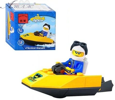 Іграшка Конструктор Brick Pigboat Моторний човен 19 деталей  1209