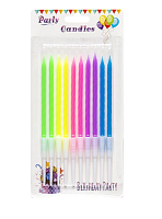 Свічки неонові набір, 10 шт свічок, 10 шт підставок, у блістері  06356