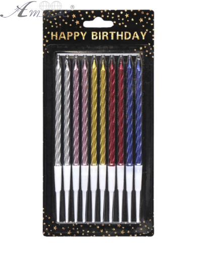 Свечи Металлик набор, 10 шт свечек, 10 шт держателей, 10см в блистере 1046 Свечи Металлик набор, 10 шт свечек, 10 шт держателей, 10см в блистере 1046