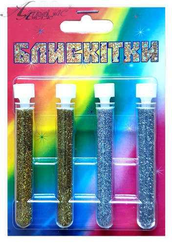 Блестки (Глиттер) Набор № 1 - 2 гр  ( 4 шт ) - Золото + Золото Гол + Серебро + Серебро Гол AS-2201, А-970