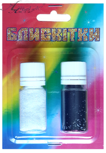 Блестки (Глиттер) Набор № 25 - 7 гр ( 2 шт ) - Белый + Черный AS-2225, А-995 фото 3 Блестки (Глиттер) Набор № 25 - 7 гр ( 2 шт ) - Белый + Черный AS-2225, А-995 фото 3