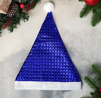 Шапка Діда Мороза Синя з окантовкою  06088