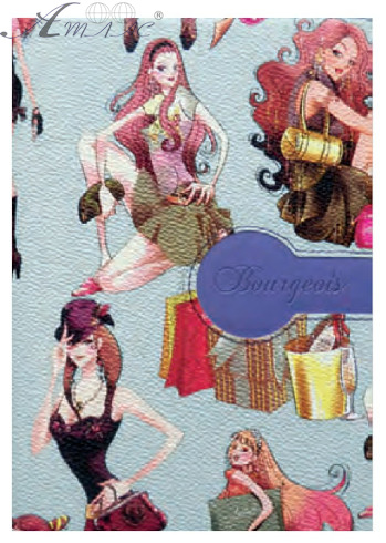 Ежедневник недатированный А5 МД Bourgeois 160 л голубой с девушками 15-3-А5S