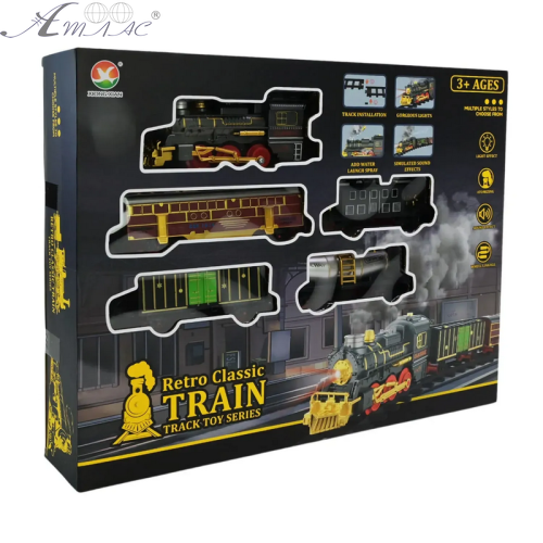 Игрушка Железная дорога Retro Classic Train на аккуммуляторе дым свет звук 699-31A Игрушка Железная дорога Retro Classic Train на аккуммуляторе дым свет звук 699-31A